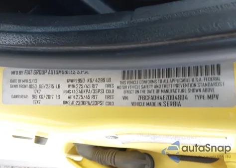 2014 Fiat 500L Trekking из США, поврежденный, VIN ZFBCFADH4EZ004804